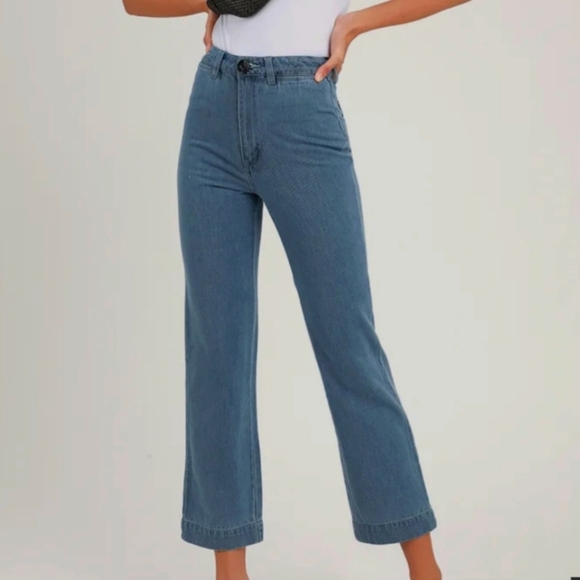 Rollas Slim Sailor Blue High Waisted Crop Jeans Size 27 - Picture 1 of 16